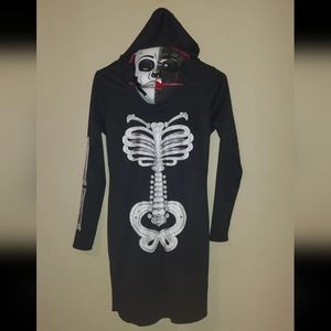 Skeleton Hooded dress mask & knee highs.